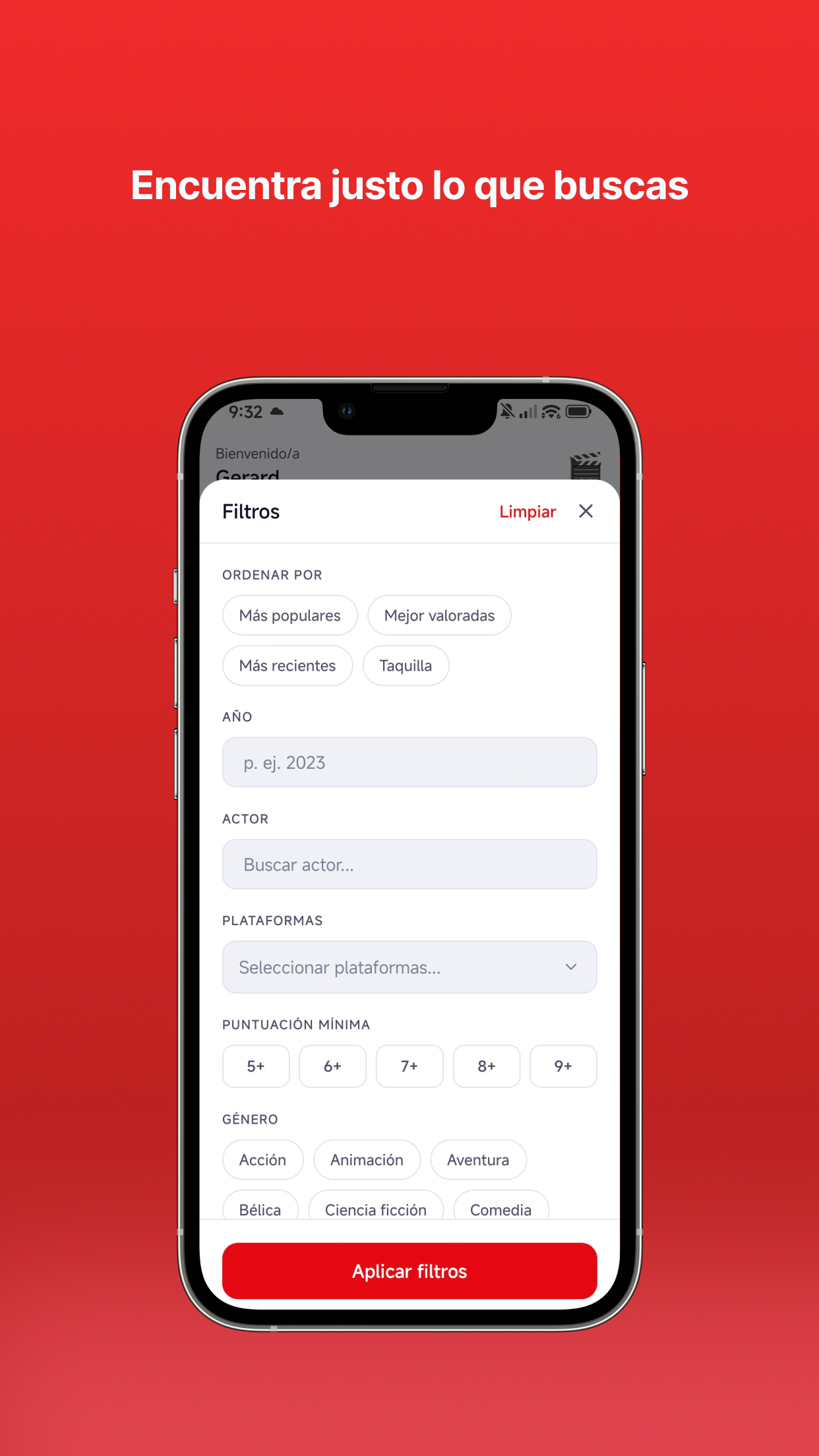 Filtros para encontrar películas y series